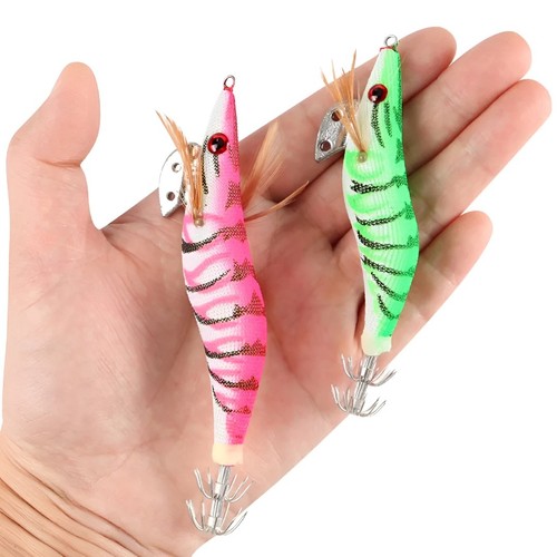 5pcs luminous squid jigs - luminous, hook