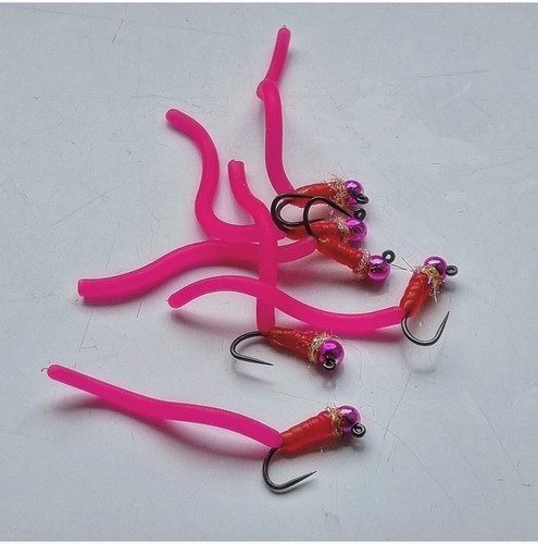 Pink squirmy worm tungsten - 6,