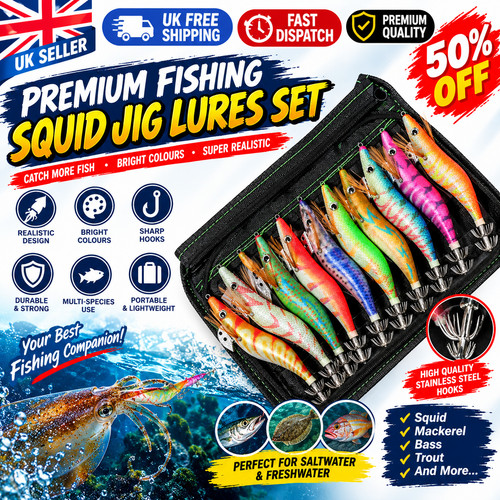 10pc luminous squid jig - luminous, hook