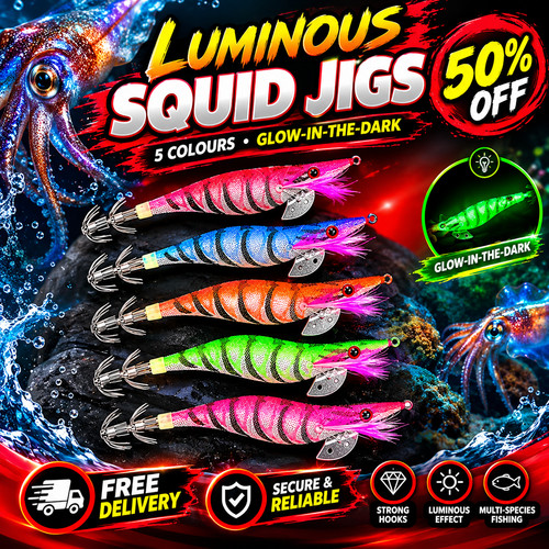 5pcs luminous squid jigs - luminous,