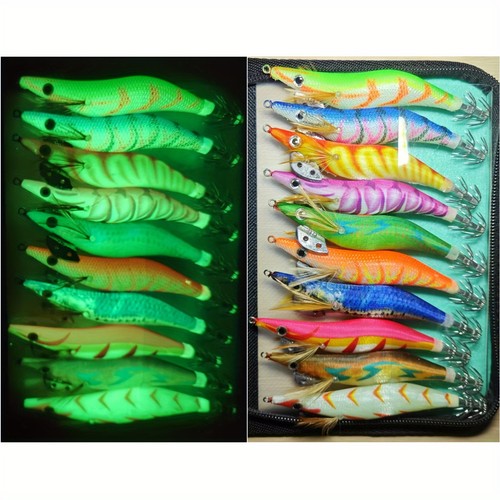 10pc luminous squid jig - luminous, hook